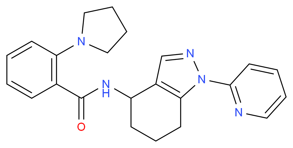 N-[1-(2-pyridinyl)-4,5,6,7-tetrahydro-1H-indazol-4-yl]-2-(1-pyrrolidinyl)benzamide_分子结构_CAS_)
