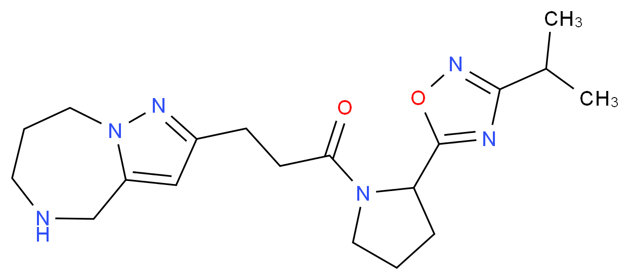 2-{3-[2-(3-isopropyl-1,2,4-oxadiazol-5-yl)-1-pyrrolidinyl]-3-oxopropyl}-5,6,7,8-tetrahydro-4H-pyrazolo[1,5-a][1,4]diazepine_分子结构_CAS_)