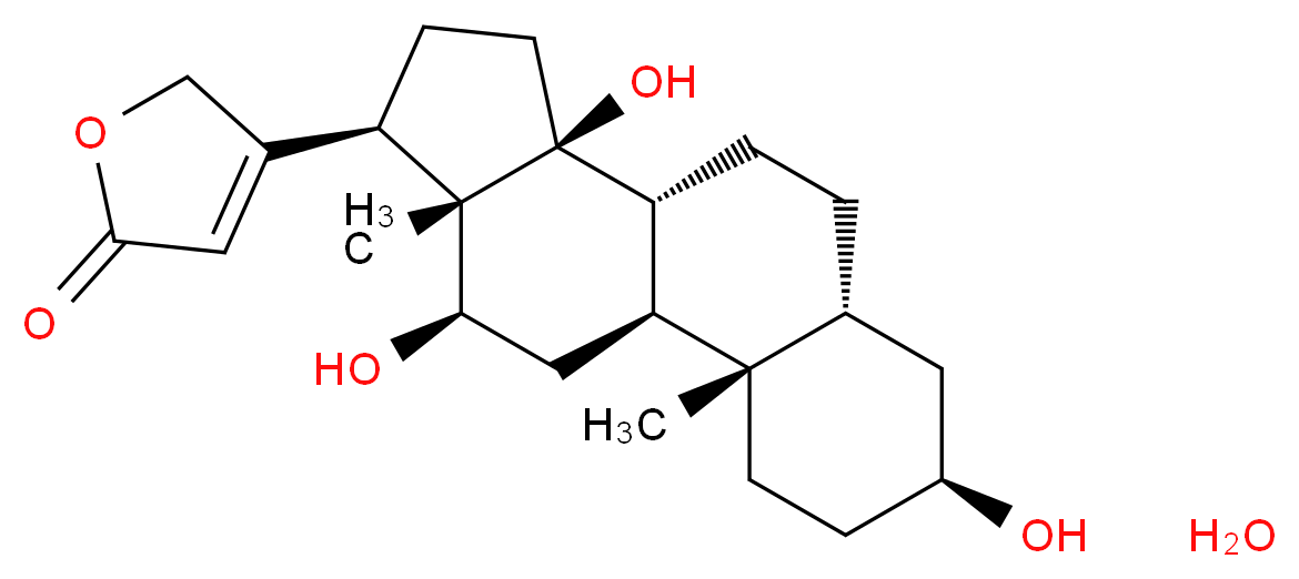 4-[(1S,2S,5S,7R,10R,11S,14R,15S,16R)-5,11,16-trihydroxy-2,15-dimethyltetracyclo[8.7.0.0<sup>2</sup>,<sup>7</sup>.0<sup>1</sup><sup>1</sup>,<sup>1</sup><sup>5</sup>]heptadecan-14-yl]-2,5-dihydrofuran-2-one hydrate_分子结构_CAS_207226-38-8