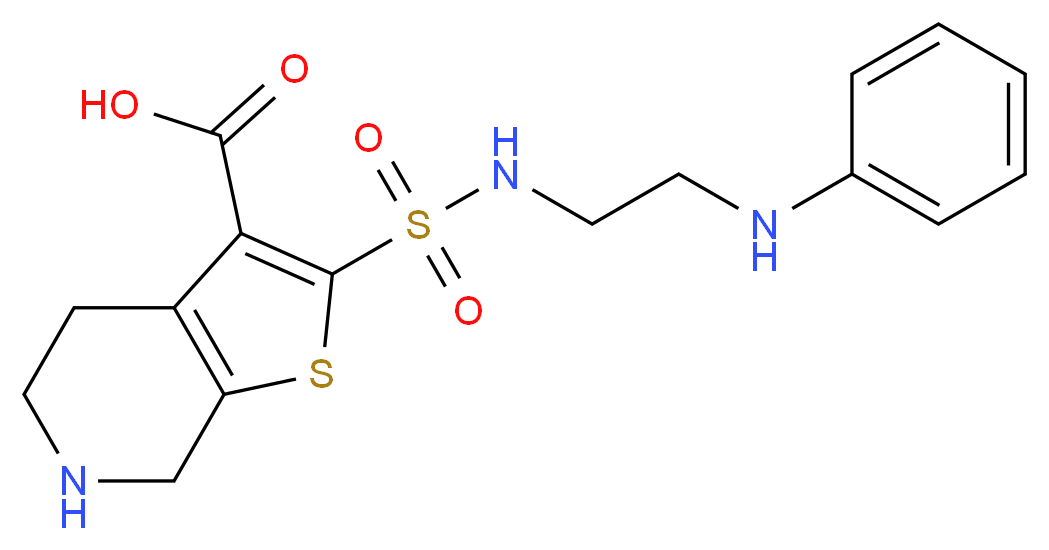 2-{[(2-anilinoethyl)amino]sulfonyl}-4,5,6,7-tetrahydrothieno[2,3-c]pyridine-3-carboxylic acid_分子结构_CAS_)