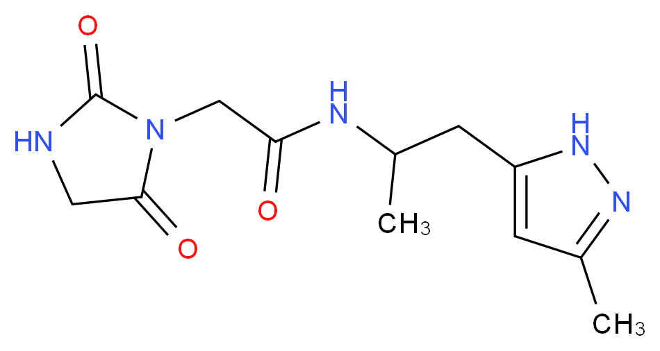 2-(2,5-dioxo-1-imidazolidinyl)-N-[1-methyl-2-(3-methyl-1H-pyrazol-5-yl)ethyl]acetamide_分子结构_CAS_)