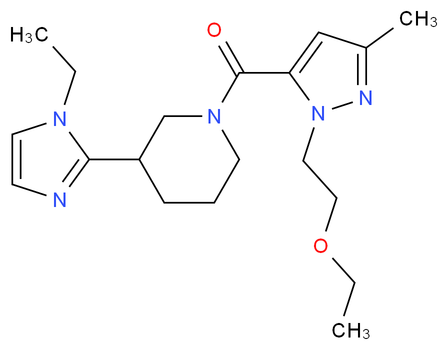 1-{[1-(2-ethoxyethyl)-3-methyl-1H-pyrazol-5-yl]carbonyl}-3-(1-ethyl-1H-imidazol-2-yl)piperidine_分子结构_CAS_)