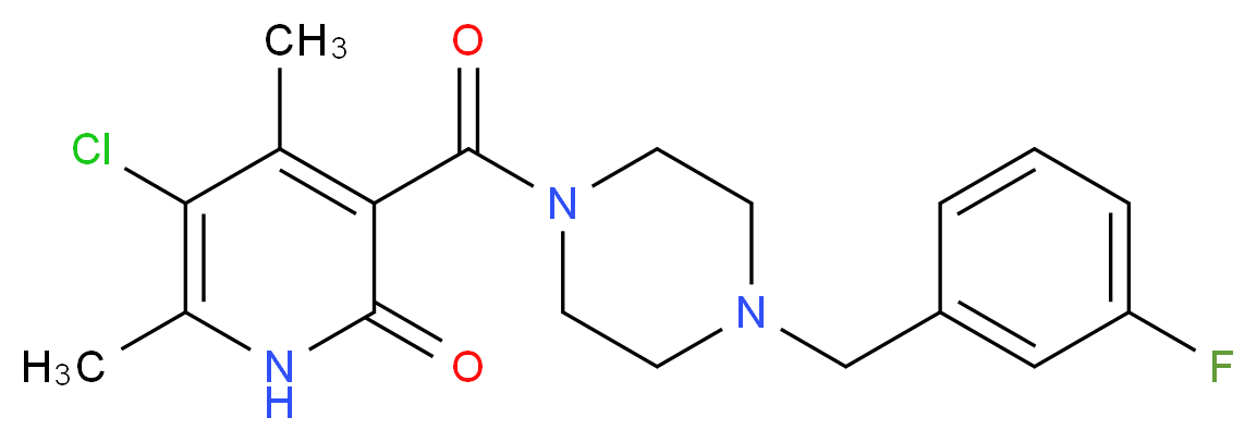 5-chloro-3-{[4-(3-fluorobenzyl)-1-piperazinyl]carbonyl}-4,6-dimethyl-2(1H)-pyridinone_分子结构_CAS_)