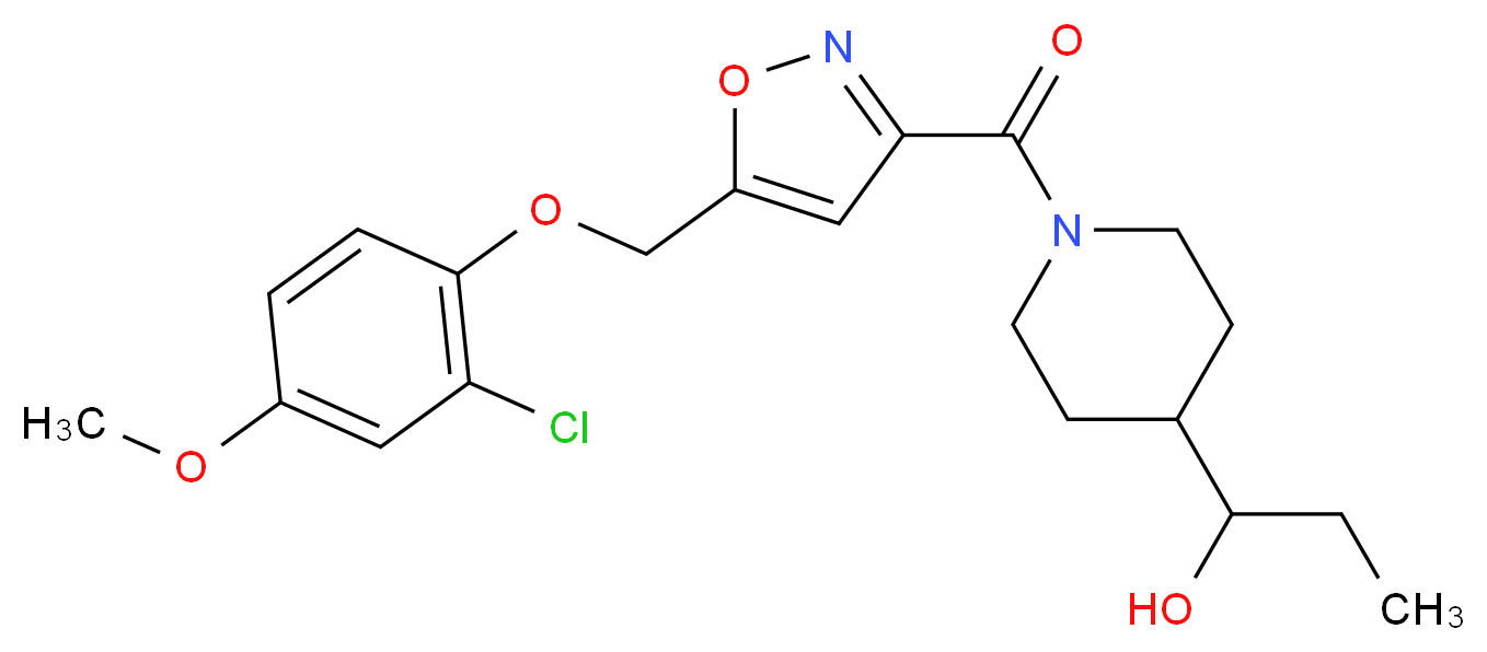 1-[1-({5-[(2-chloro-4-methoxyphenoxy)methyl]-3-isoxazolyl}carbonyl)-4-piperidinyl]-1-propanol_分子结构_CAS_)