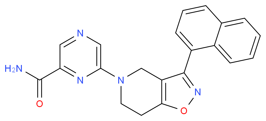 6-[3-(1-naphthyl)-6,7-dihydroisoxazolo[4,5-c]pyridin-5(4H)-yl]pyrazine-2-carboxamide_分子结构_CAS_)