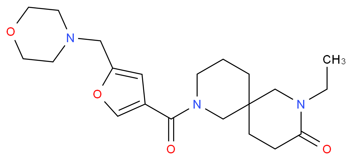 2-ethyl-8-[5-(morpholin-4-ylmethyl)-3-furoyl]-2,8-diazaspiro[5.5]undecan-3-one_分子结构_CAS_)