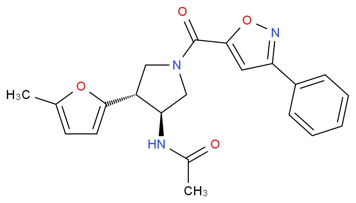 N-{(3S*,4R*)-4-(5-methyl-2-furyl)-1-[(3-phenylisoxazol-5-yl)carbonyl]pyrrolidin-3-yl}acetamide_分子结构_CAS_)