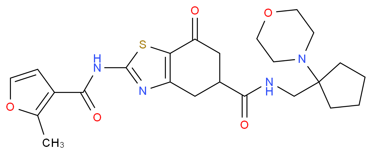 2-[(2-methyl-3-furoyl)amino]-N-{[1-(4-morpholinyl)cyclopentyl]methyl}-7-oxo-4,5,6,7-tetrahydro-1,3-benzothiazole-5-carboxamide_分子结构_CAS_)