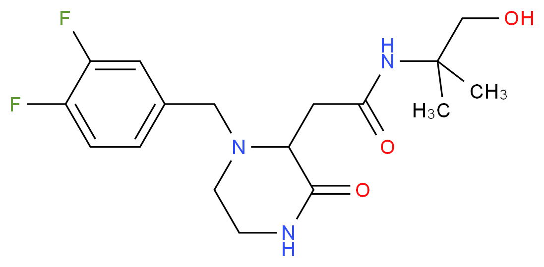 2-[1-(3,4-difluorobenzyl)-3-oxo-2-piperazinyl]-N-(2-hydroxy-1,1-dimethylethyl)acetamide_分子结构_CAS_)