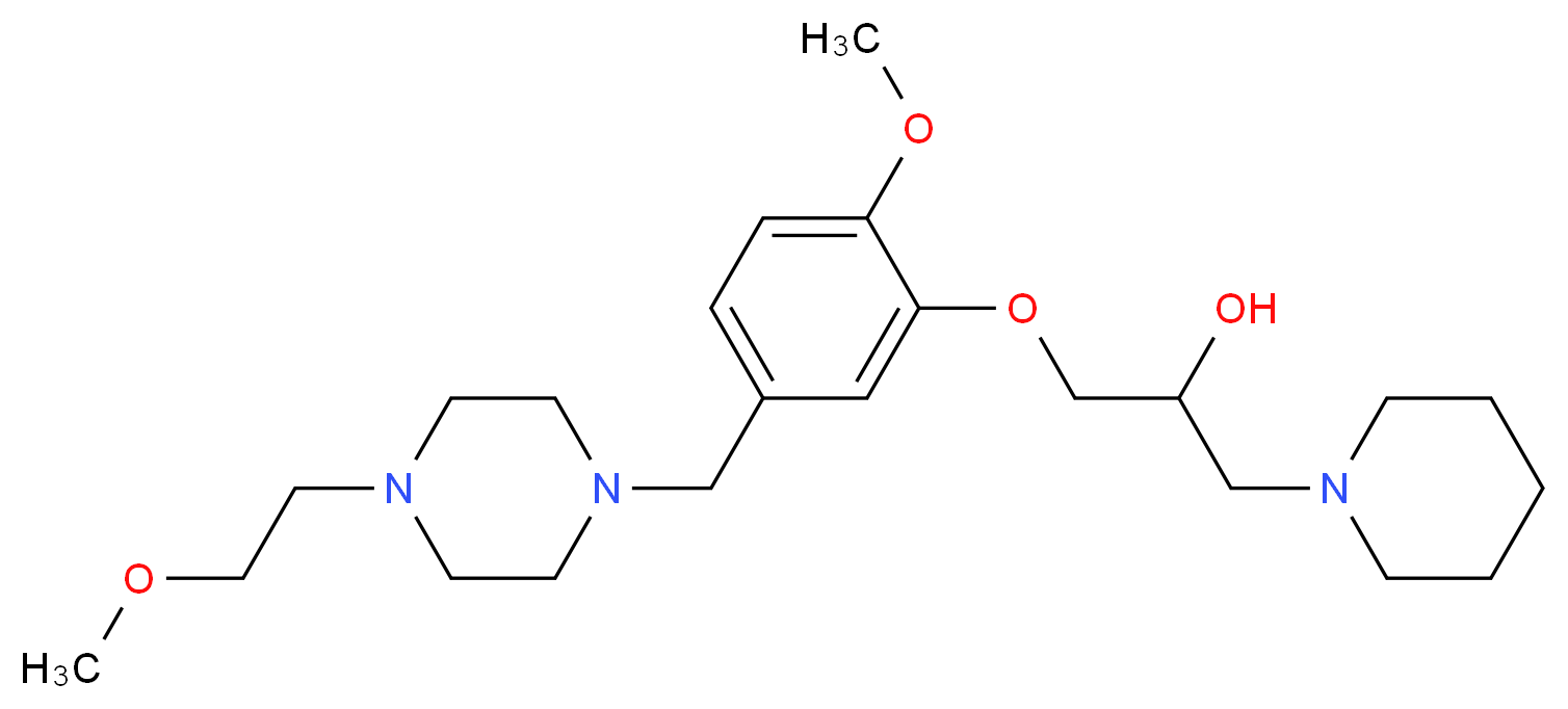 1-(2-methoxy-5-{[4-(2-methoxyethyl)-1-piperazinyl]methyl}phenoxy)-3-(1-piperidinyl)-2-propanol_分子结构_CAS_)