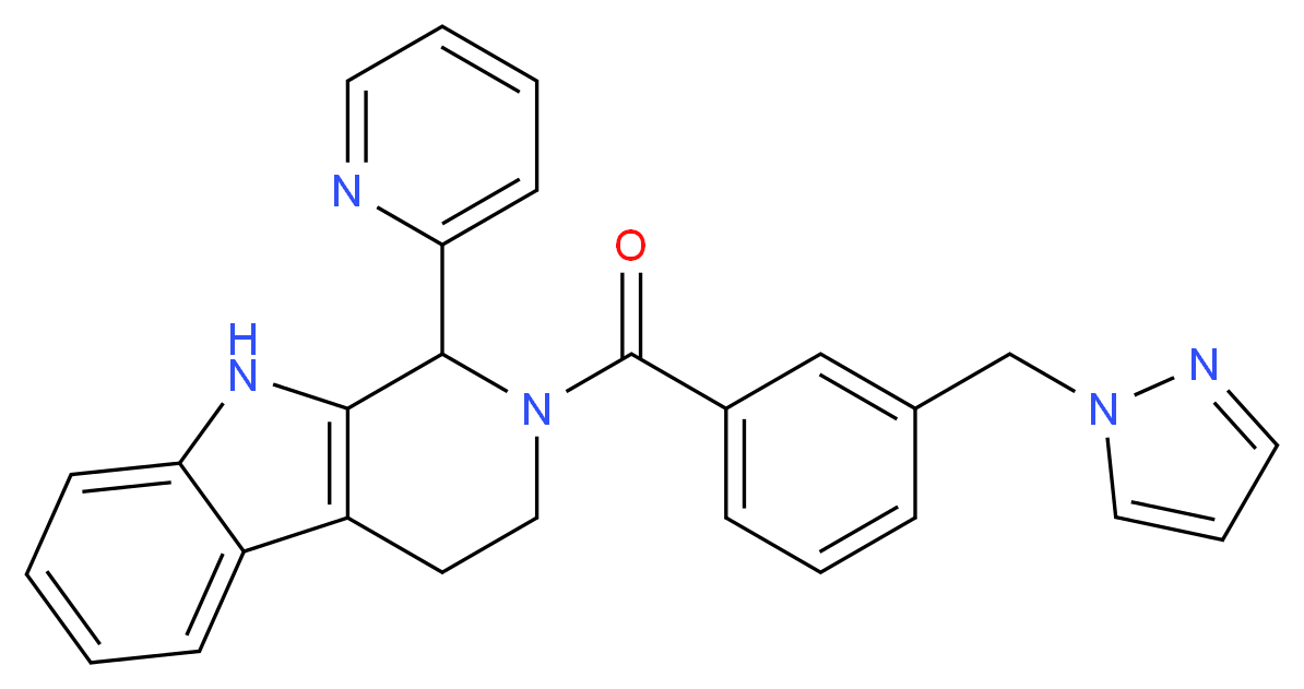 2-[3-(1H-pyrazol-1-ylmethyl)benzoyl]-1-(2-pyridinyl)-2,3,4,9-tetrahydro-1H-beta-carboline_分子结构_CAS_)