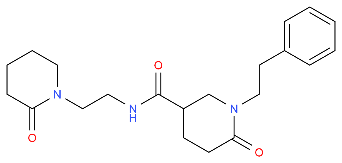 6-oxo-N-[2-(2-oxo-1-piperidinyl)ethyl]-1-(2-phenylethyl)-3-piperidinecarboxamide_分子结构_CAS_)