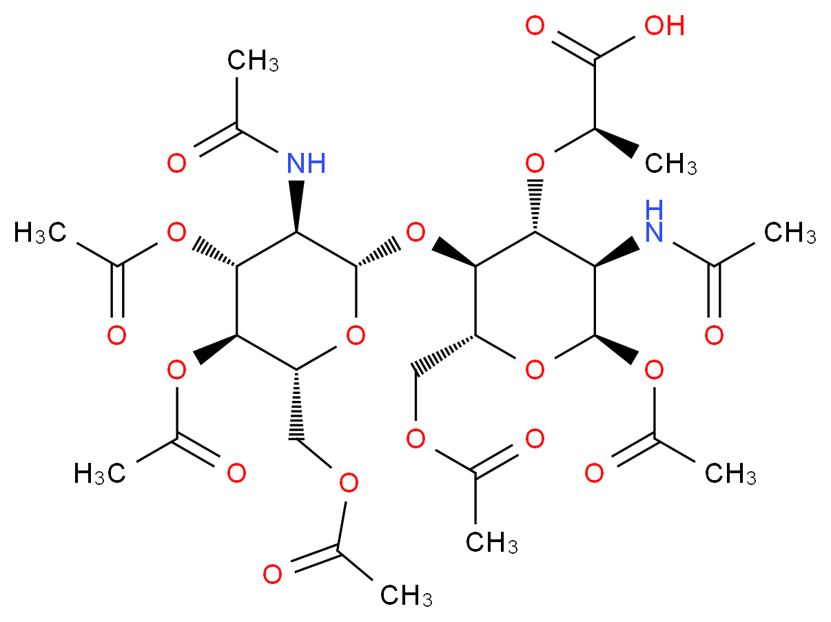 2-Acetamido-4-O-(2-acetamido-2-deoxy-β-D-glucopyranosyl)-1,6-di-O-N-acetyl-α-D-muramic Acid_分子结构_CAS_475502-13-7)