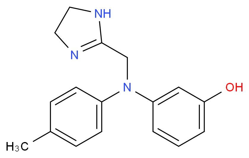 3-[(4,5-dihydro-1H-imidazol-2-ylmethyl)(4-methylphenyl)amino]phenol_分子结构_CAS_50-60-2