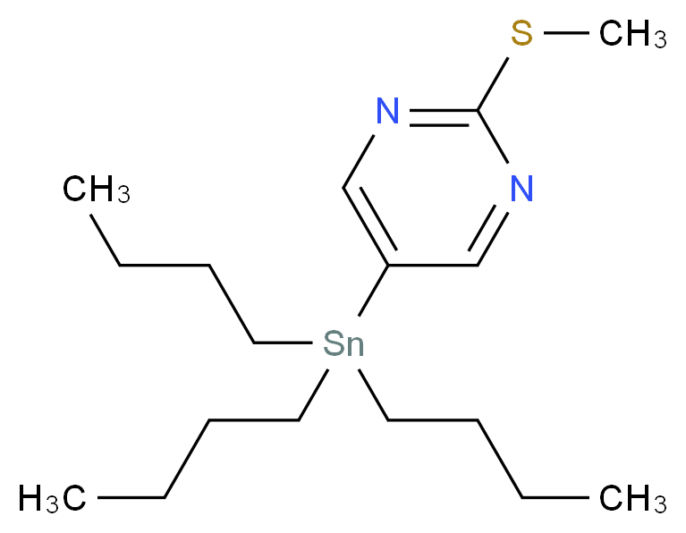 2-甲硫基-5-(三丁基锡基)嘧啶_分子结构_CAS_120717-37-5)