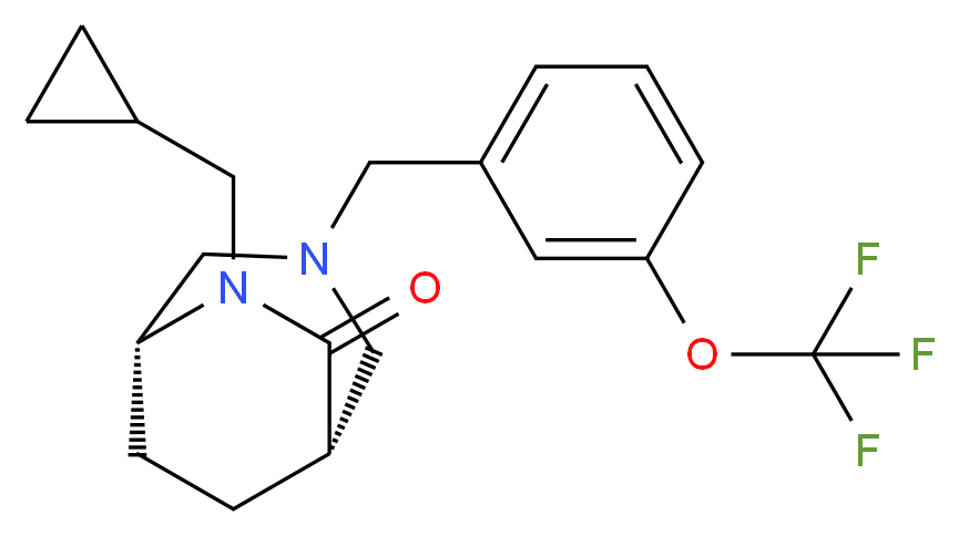 (1S*,5R*)-6-(cyclopropylmethyl)-3-[3-(trifluoromethoxy)benzyl]-3,6-diazabicyclo[3.2.2]nonan-7-one_分子结构_CAS_)