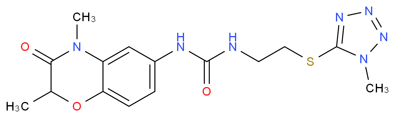 N-(2,4-dimethyl-3-oxo-3,4-dihydro-2H-1,4-benzoxazin-6-yl)-N'-{2-[(1-methyl-1H-tetrazol-5-yl)thio]ethyl}urea_分子结构_CAS_)