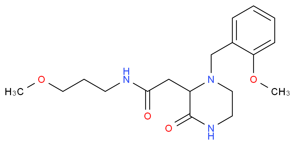 2-[1-(2-methoxybenzyl)-3-oxo-2-piperazinyl]-N-(3-methoxypropyl)acetamide_分子结构_CAS_)