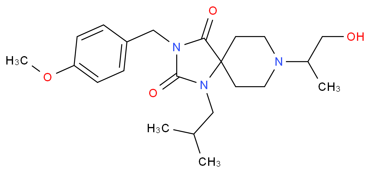 8-(2-hydroxy-1-methylethyl)-1-isobutyl-3-(4-methoxybenzyl)-1,3,8-triazaspiro[4.5]decane-2,4-dione_分子结构_CAS_)