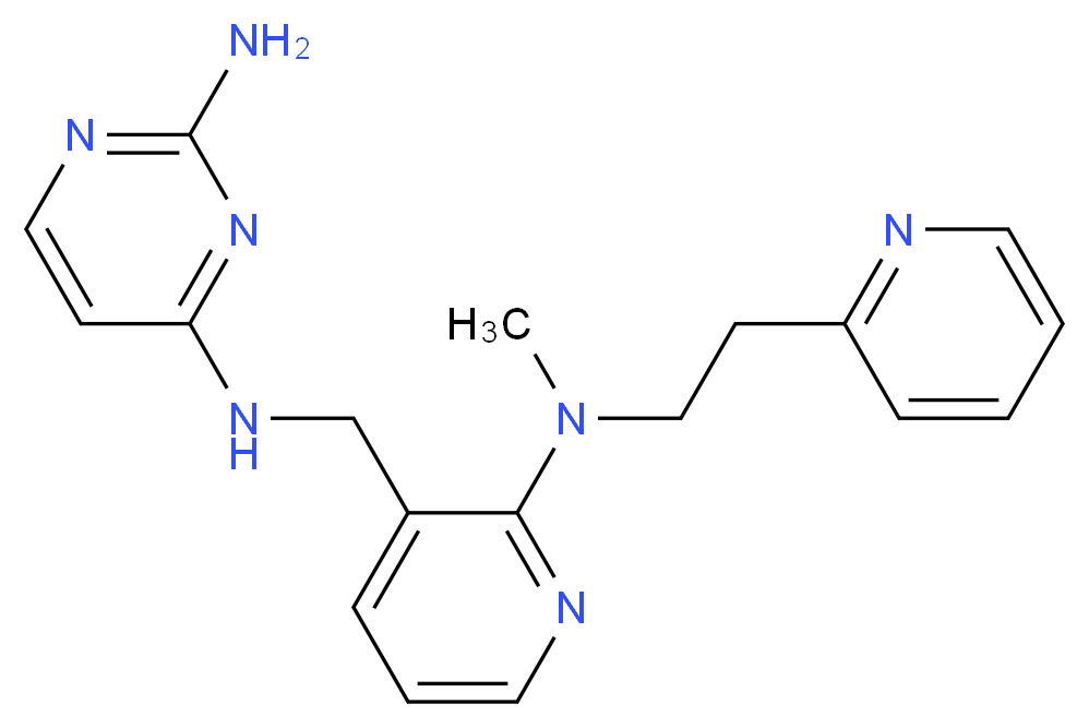 N~4~-({2-[methyl(2-pyridin-2-ylethyl)amino]pyridin-3-yl}methyl)pyrimidine-2,4-diamine_分子结构_CAS_)