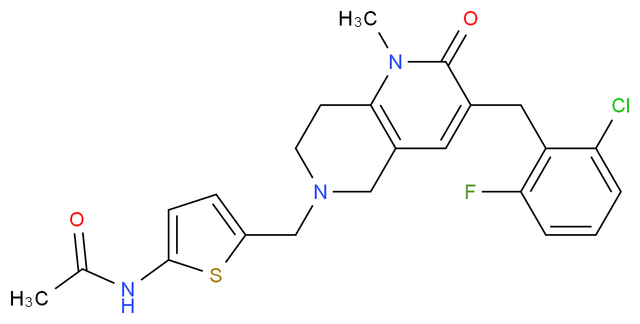 N-(5-{[3-(2-chloro-6-fluorobenzyl)-1-methyl-2-oxo-1,5,7,8-tetrahydro-1,6-naphthyridin-6(2H)-yl]methyl}-2-thienyl)acetamide_分子结构_CAS_)