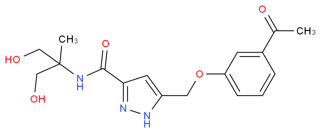 5-[(3-acetylphenoxy)methyl]-N-[2-hydroxy-1-(hydroxymethyl)-1-methylethyl]-1H-pyrazole-3-carboxamide_分子结构_CAS_)