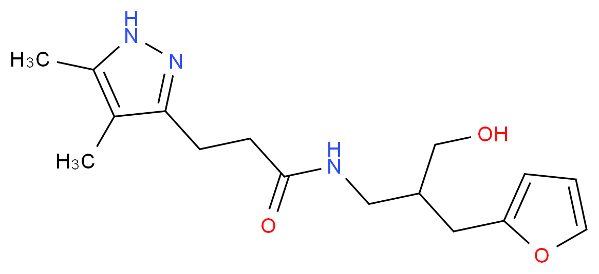 3-(4,5-dimethyl-1H-pyrazol-3-yl)-N-[3-(2-furyl)-2-(hydroxymethyl)propyl]propanamide_分子结构_CAS_)