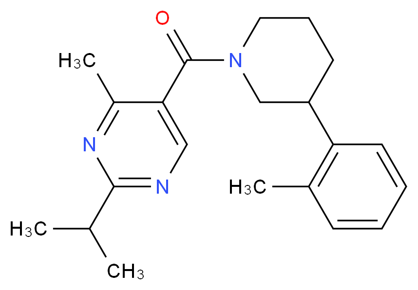 2-isopropyl-4-methyl-5-{[3-(2-methylphenyl)-1-piperidinyl]carbonyl}pyrimidine_分子结构_CAS_)
