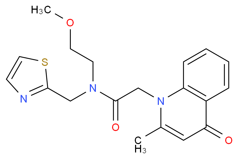 N-(2-methoxyethyl)-2-(2-methyl-4-oxoquinolin-1(4H)-yl)-N-(1,3-thiazol-2-ylmethyl)acetamide_分子结构_CAS_)