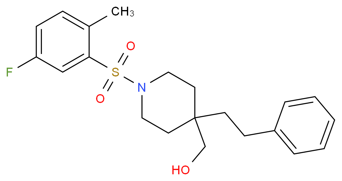 [1-[(5-fluoro-2-methylphenyl)sulfonyl]-4-(2-phenylethyl)-4-piperidinyl]methanol_分子结构_CAS_)