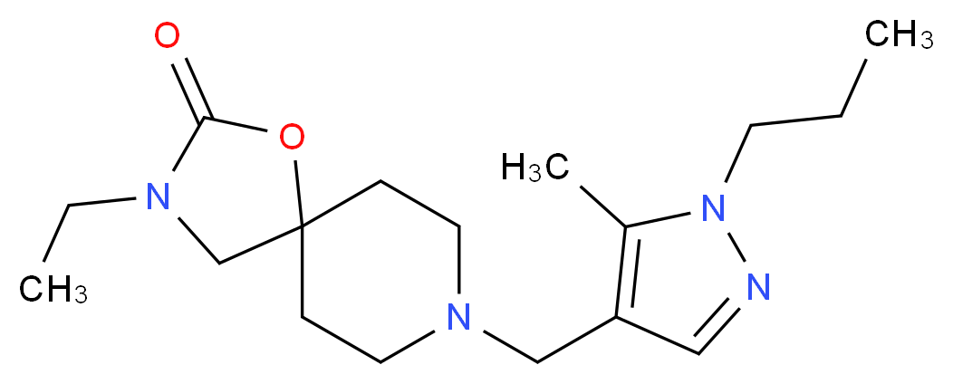 3-ethyl-8-[(5-methyl-1-propyl-1H-pyrazol-4-yl)methyl]-1-oxa-3,8-diazaspiro[4.5]decan-2-one_分子结构_CAS_)