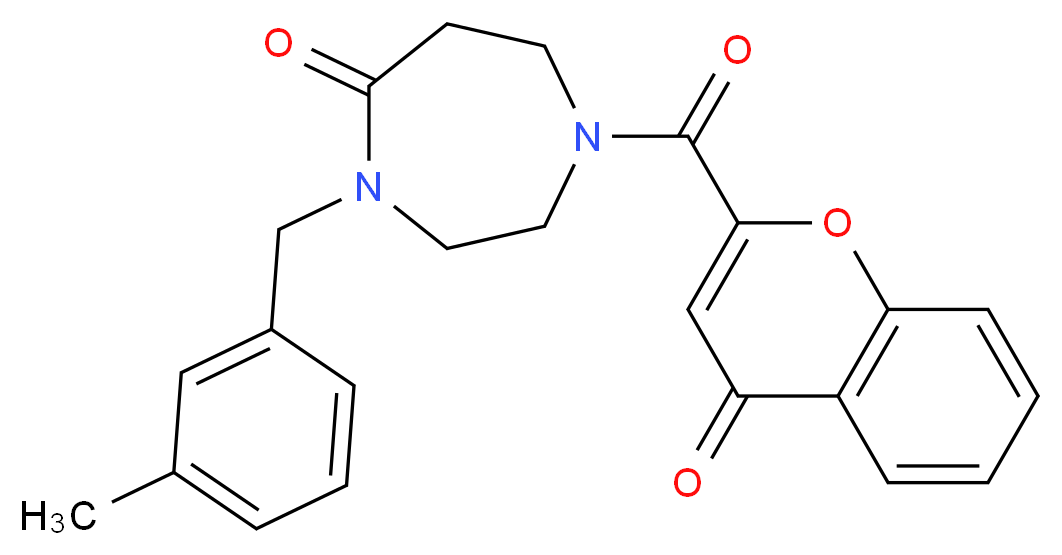 4-(3-methylbenzyl)-1-[(4-oxo-4H-chromen-2-yl)carbonyl]-1,4-diazepan-5-one_分子结构_CAS_)