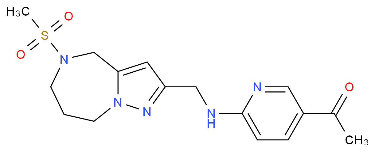 1-[6-({[5-(methylsulfonyl)-5,6,7,8-tetrahydro-4H-pyrazolo[1,5-a][1,4]diazepin-2-yl]methyl}amino)pyridin-3-yl]ethanone_分子结构_CAS_)