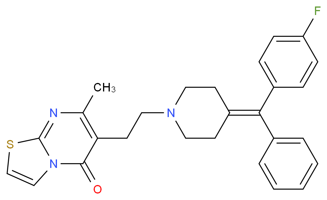 6-(2-{4-[(4-fluorophenyl)(phenyl)methylidene]piperidin-1-yl}ethyl)-7-methyl-5H-[1,3]thiazolo[3,2-a]pyrimidin-5-one_分子结构_CAS_93076-89-2