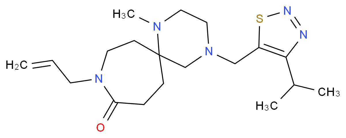 9-allyl-4-[(4-isopropyl-1,2,3-thiadiazol-5-yl)methyl]-1-methyl-1,4,9-triazaspiro[5.6]dodecan-10-one_分子结构_CAS_)