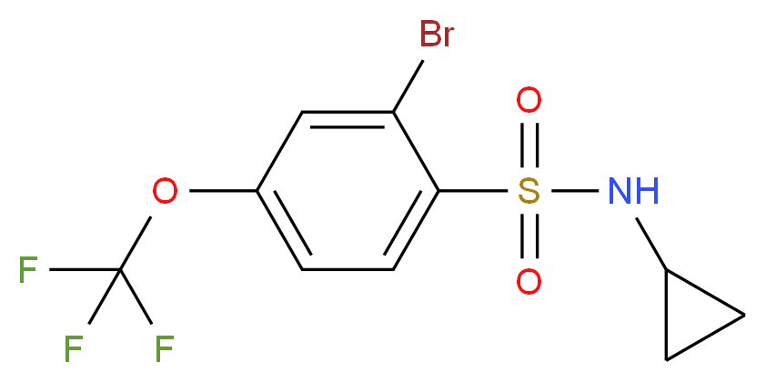 2-bromo-N-cyclopropyl-4-(trifluoromethoxy)benzene-1-sulfonamide_分子结构_CAS_957062-79-2