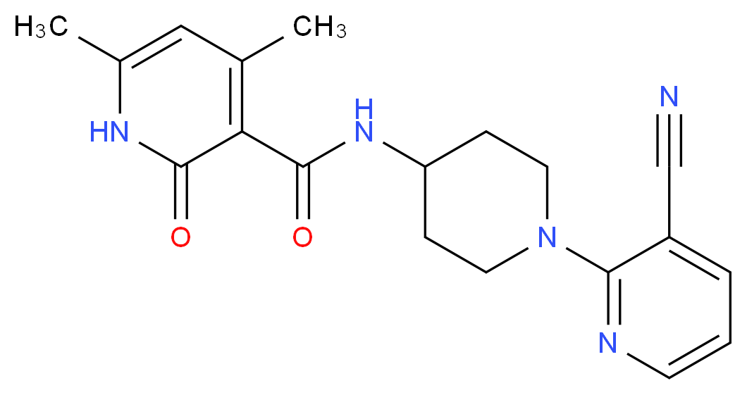 N-[1-(3-cyano-2-pyridinyl)-4-piperidinyl]-4,6-dimethyl-2-oxo-1,2-dihydro-3-pyridinecarboxamide_分子结构_CAS_)