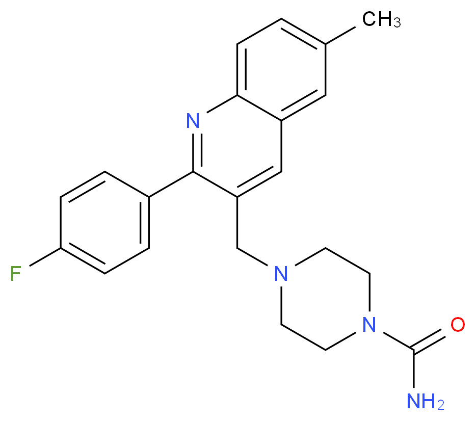 4-{[2-(4-fluorophenyl)-6-methyl-3-quinolinyl]methyl}-1-piperazinecarboxamide_分子结构_CAS_)