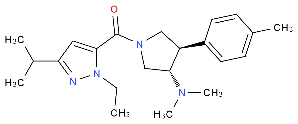 (3S*,4R*)-1-[(1-ethyl-3-isopropyl-1H-pyrazol-5-yl)carbonyl]-N,N-dimethyl-4-(4-methylphenyl)pyrrolidin-3-amine_分子结构_CAS_)