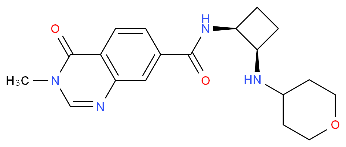 3-methyl-4-oxo-N-[(1S*,2R*)-2-(tetrahydro-2H-pyran-4-ylamino)cyclobutyl]-3,4-dihydro-7-quinazolinecarboxamide_分子结构_CAS_)