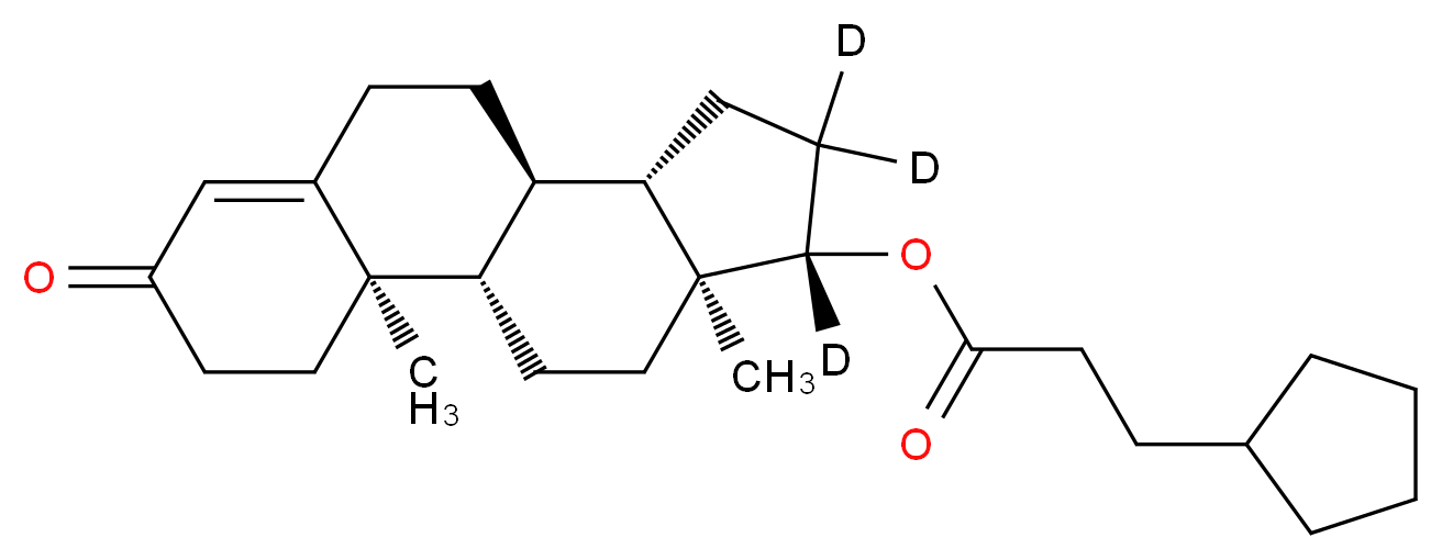 (1S,2R,10R,11S,14S,15S)-2,15-dimethyl-5-oxo(13,13,14-<sup>2</sup>H<sub>3</sub>)tetracyclo[8.7.0.0<sup>2</sup>,<sup>7</sup>.0<sup>1</sup><sup>1</sup>,<sup>1</sup><sup>5</sup>]heptadec-6-en-14-yl 3-cyclopentylpropanoate_分子结构_CAS_58-20-8