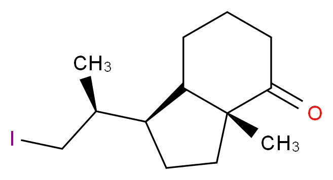 (1R,1'S)-Octahydro-1-(2'-iodo-1'-methylethyl)-7a-methyl-inden-4-one_分子结构_CAS_145372-32-3)