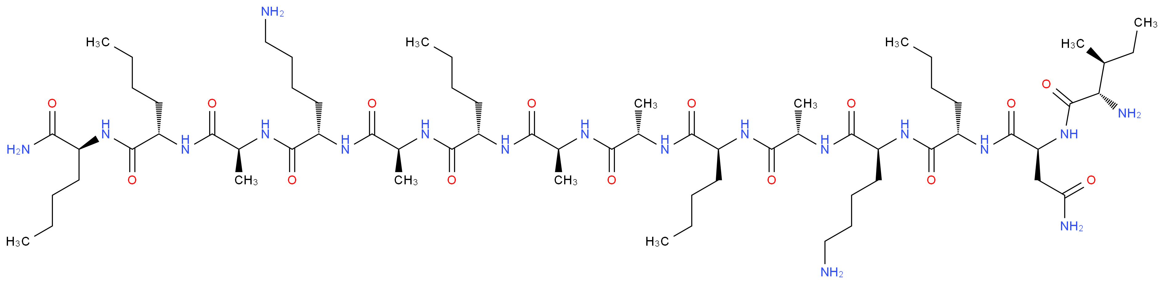 (2S)-N-[(1S)-1-{[(1S)-5-amino-1-{[(1S)-1-{[(1S)-1-{[(1S)-1-{[(1S)-1-{[(1S)-1-{[(1S)-1-{[(1S)-5-amino-1-{[(1S)-1-{[(1S)-1-{[(1S)-1-carbamoylpentyl]carbamoyl}pentyl]carbamoyl}ethyl]carbamoyl}pentyl]carbamoyl}ethyl]carbamoyl}pentyl]carbamoyl}ethyl]carbamoyl}ethyl]carbamoyl}pentyl]carbamoyl}ethyl]carbamoyl}pentyl]carbamoyl}pentyl]-2-[(2S,3S)-2-amino-3-methylpentanamido]butanediamide_分子结构_CAS_145854-59-7