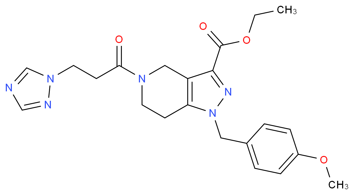 ethyl 1-(4-methoxybenzyl)-5-[3-(1H-1,2,4-triazol-1-yl)propanoyl]-4,5,6,7-tetrahydro-1H-pyrazolo[4,3-c]pyridine-3-carboxylate_分子结构_CAS_)