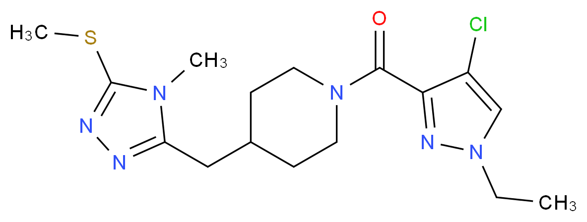 1-[(4-chloro-1-ethyl-1H-pyrazol-3-yl)carbonyl]-4-{[4-methyl-5-(methylthio)-4H-1,2,4-triazol-3-yl]methyl}piperidine_分子结构_CAS_)