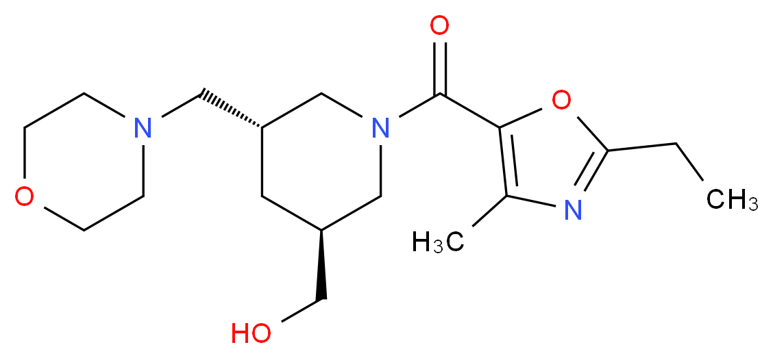 [(3S*,5R*)-1-[(2-ethyl-4-methyl-1,3-oxazol-5-yl)carbonyl]-5-(4-morpholinylmethyl)-3-piperidinyl]methanol_分子结构_CAS_)