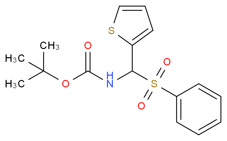 tert-Butyl N-[(phenylsulfonyl)(2-thienyl)methyl]-carbamate_分子结构_CAS_)