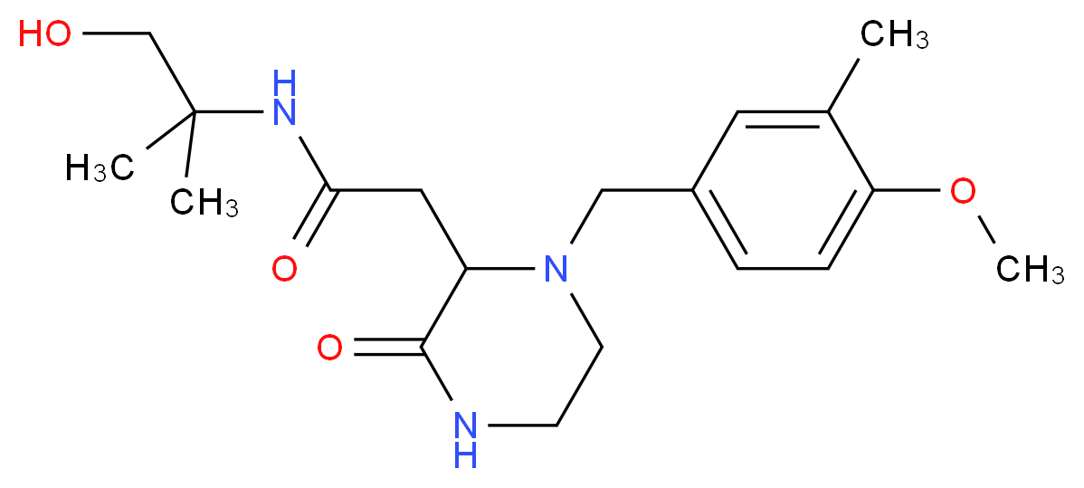 N-(2-hydroxy-1,1-dimethylethyl)-2-[1-(4-methoxy-3-methylbenzyl)-3-oxo-2-piperazinyl]acetamide_分子结构_CAS_)