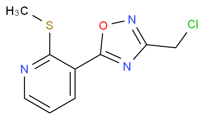 3-[3-(Chloromethyl)-1,2,4-oxadiazol-5-yl]-2-(methylthio)pyridine_分子结构_CAS_252914-65-1)