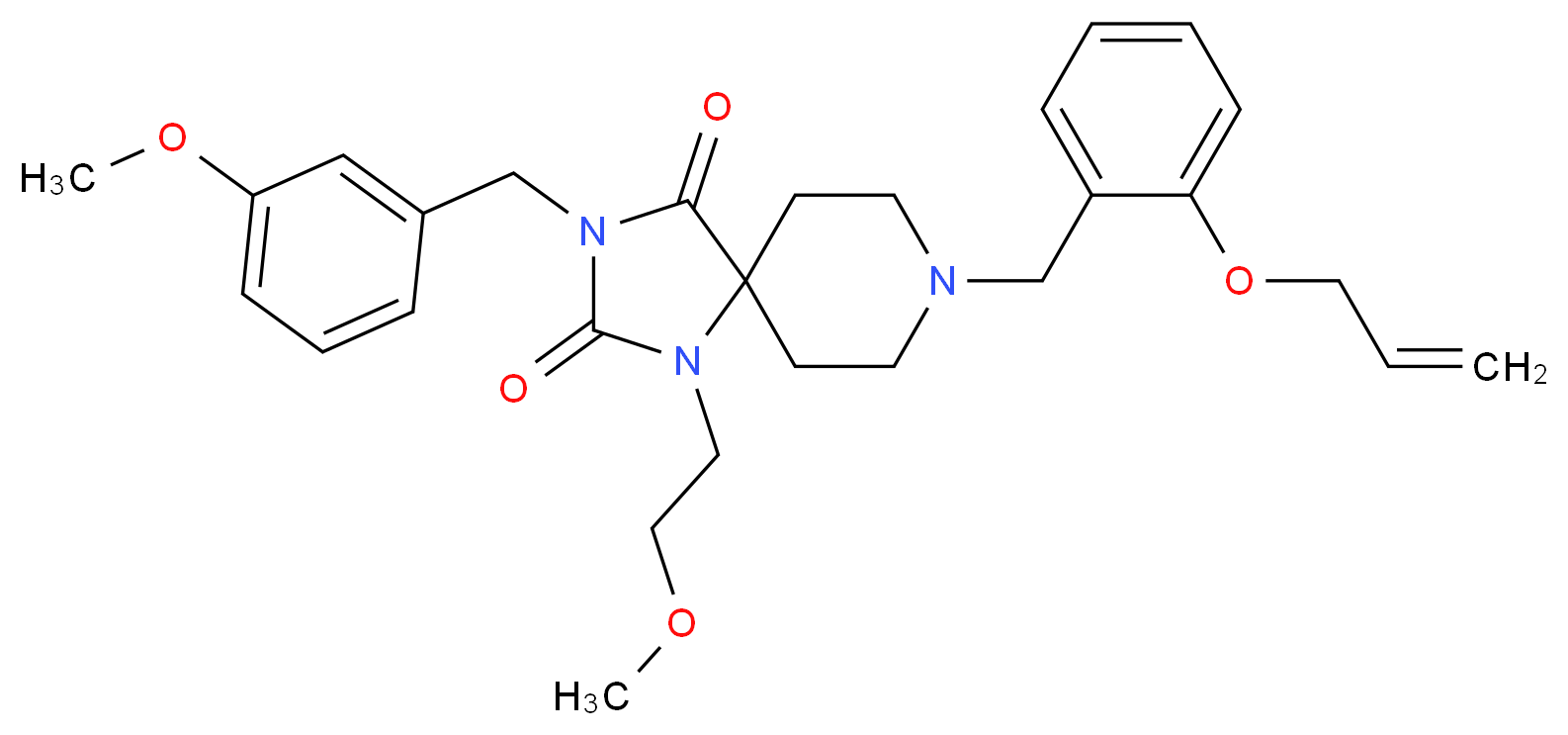 8-[2-(allyloxy)benzyl]-3-(3-methoxybenzyl)-1-(2-methoxyethyl)-1,3,8-triazaspiro[4.5]decane-2,4-dione_分子结构_CAS_)